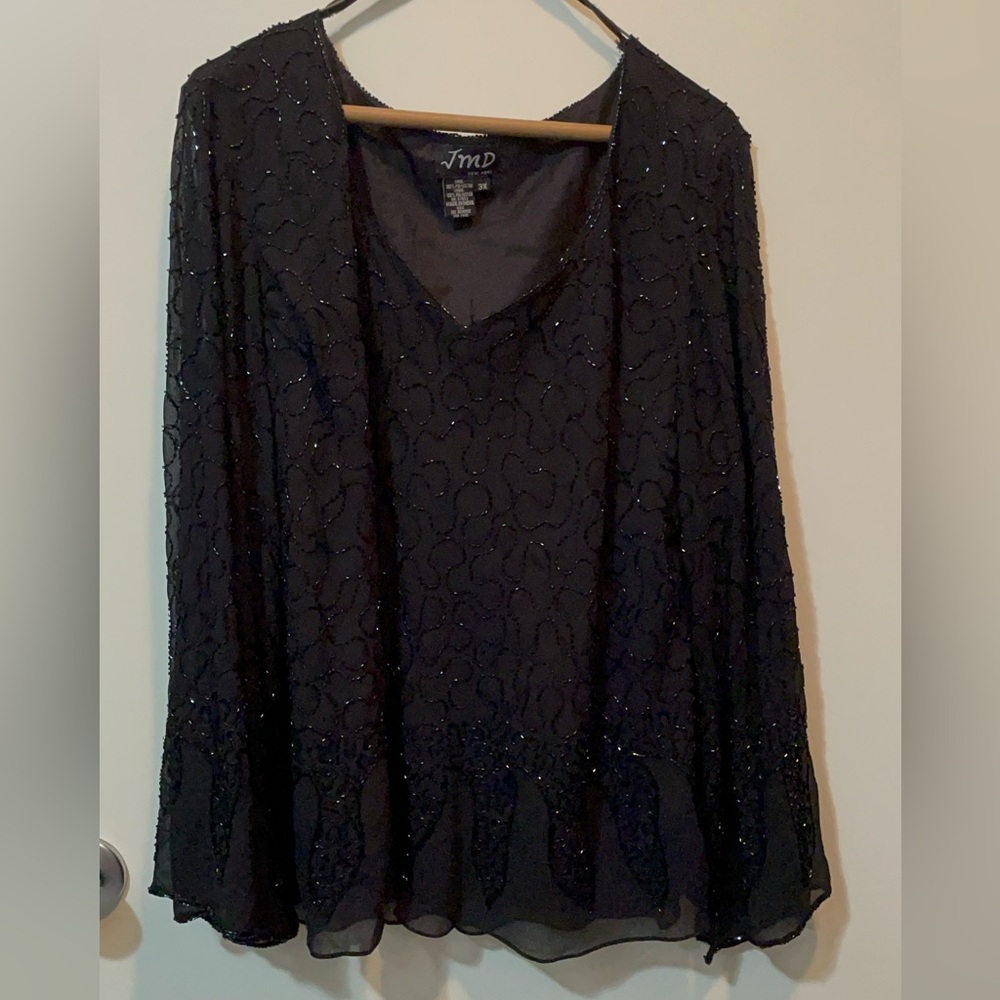 3X Vintage sheer beaded top